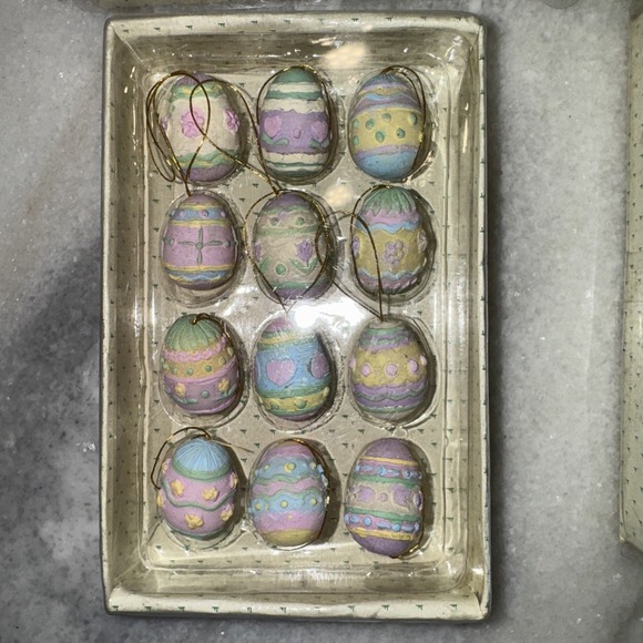 4 Boxes 48 total  Kurt Adler Easter Egg Mini Tree‎ Ornaments Vintage - Picture 2 of 5